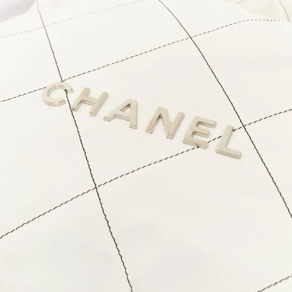 Chanel 2022 22 White Quilted Leather Hobo Bag
